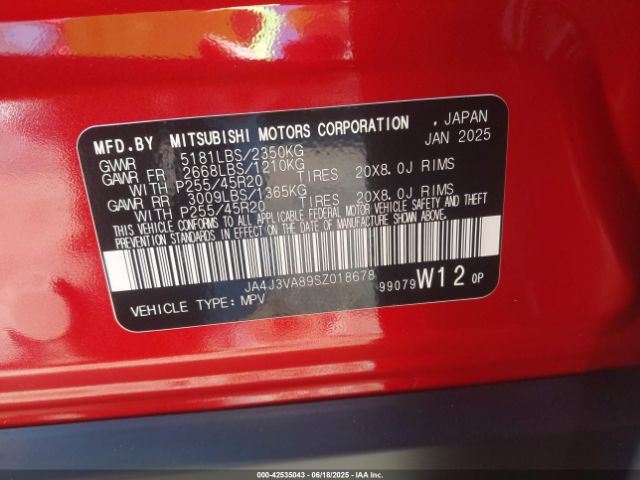 2025 MITSUBISHI OUTLANDER JA4J3VA89SZ018678 Photo 8