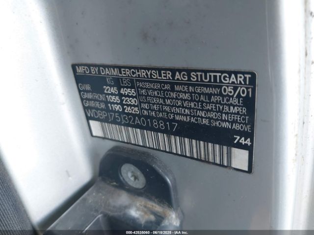 2002 MERCEDES-BENZ CL 500 WDBPJ75J32A018817 Photo 8