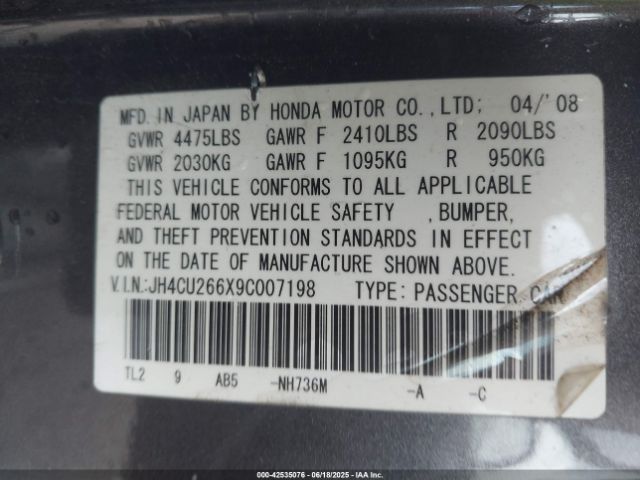 2009 ACURA TSX JH4CU266X9C007198 Photo 8