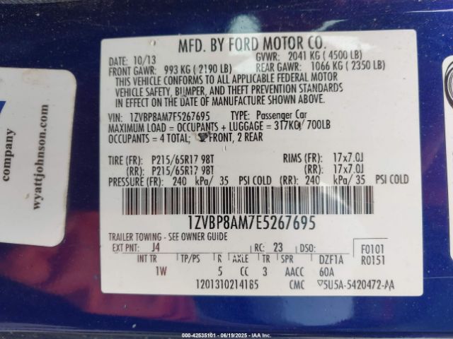 2014 FORD MUSTANG 1ZVBP8AM7E5267695 Photo 8