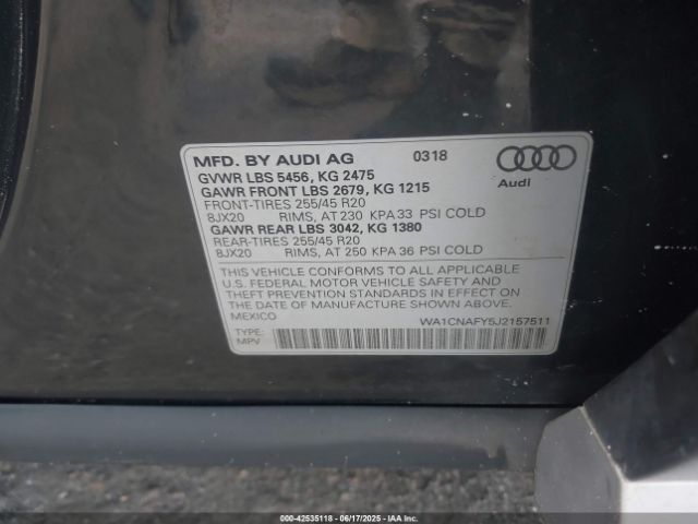 2018 AUDI Q5 WA1CNAFY5J2157511 Photo 8