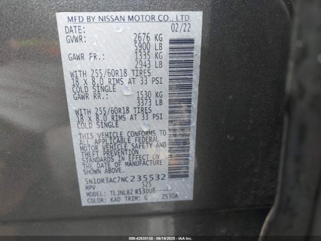2022 NISSAN PATHFINDER 5N1DR3AC7NC235532 Photo 8