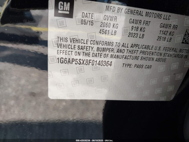 2015 CADILLAC CTS 1G6AP5SX8F0140364 Photo 8