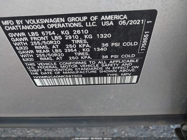 1V2WR2CA0MC587903 Volkswagen 3.6 fsi