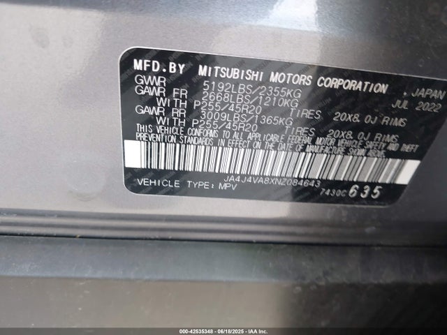 JA4J4VA8XNZ084643 Mitsubishi 2022