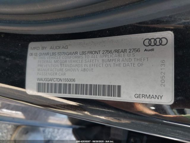 2013 AUDI A6 WAUGGAFC7DN155006 Photo 8