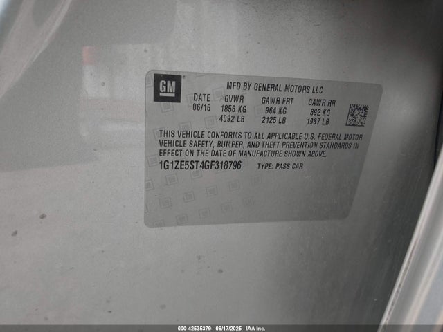 1G1ZE5ST4GF318796 Chevrolet lfv - di: direct injection, vvt, gen1 gmna