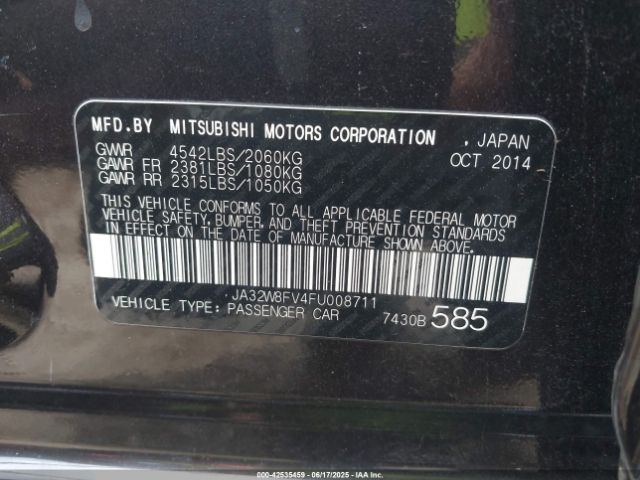 2015 MITSUBISHI LANCER EVOLUTION JA32W8FV4FU008711 Photo 8