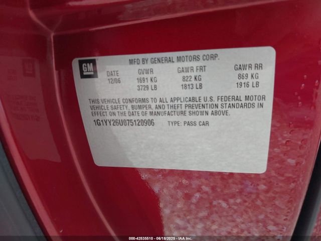 2007 CHEVROLET CORVETTE 1G1YY26U075120906 Photo 8