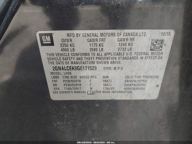 2GNALCEK8G6171529 Chevrolet lea - e85 max, aluminum