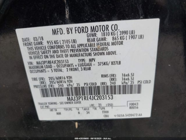 2018 FORD ECOSPORT MAJ3P1RE4JC203153 Photo 8