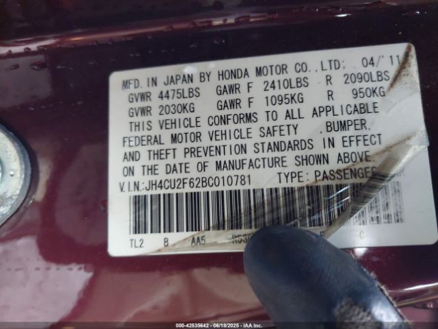 2011 ACURA TSX JH4CU2F62BC010781 Photo 8
