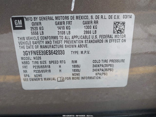 2014 CADILLAC SRX 3GYFNEE39ES642030 Photo 8