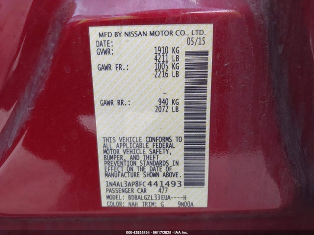 Nissan 2015 2015 1N4AL3AP8FC441493 Image 9