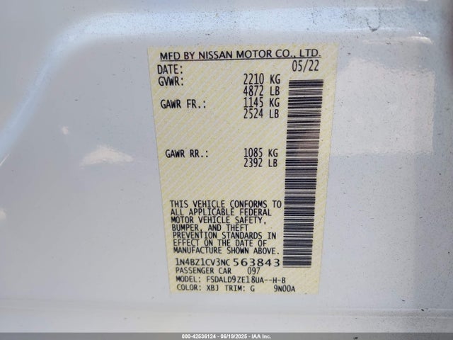 1N4BZ1CV3NC563843 Nissan 2022