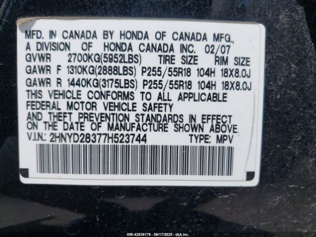2007 ACURA MDX 2HNYD28377H523744 Photo 8