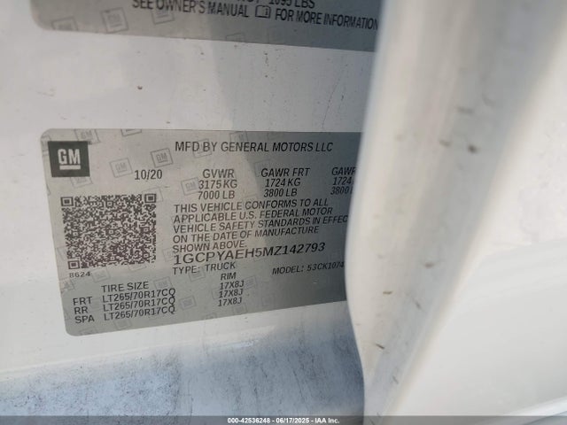 1GCPYAEH5MZ142793 Chevrolet Silverado 1500
