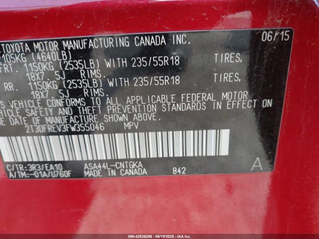2015 TOYOTA RAV4 2T3DFREV3FW355046 Photo 8