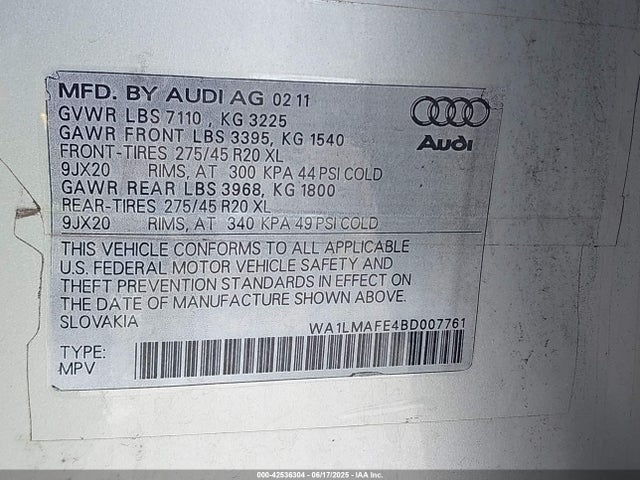 2011 AUDI Q7 WA1LMAFE4BD007761 Photo 8