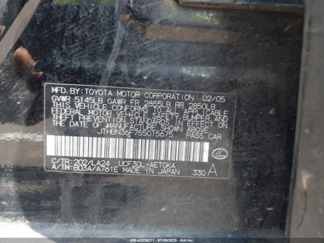 2005 LEXUS LS 430 JTHBN36F755015675 Photo 8