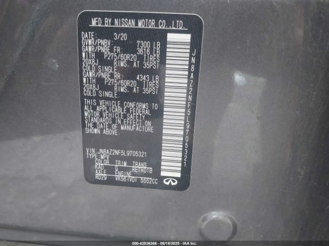 2020 INFINITI QX80 JN8AZ2NF5L9705321 Photo 8