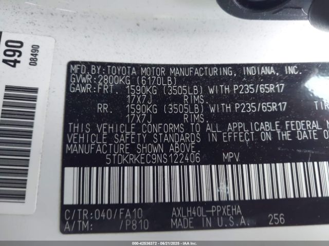 2022 TOYOTA SIENNA 5TDKRKEC9NS122406 Photo 8