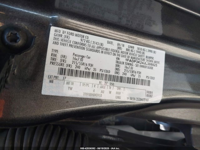 1FADP3K24JL308825 Ford 2.0l gdi