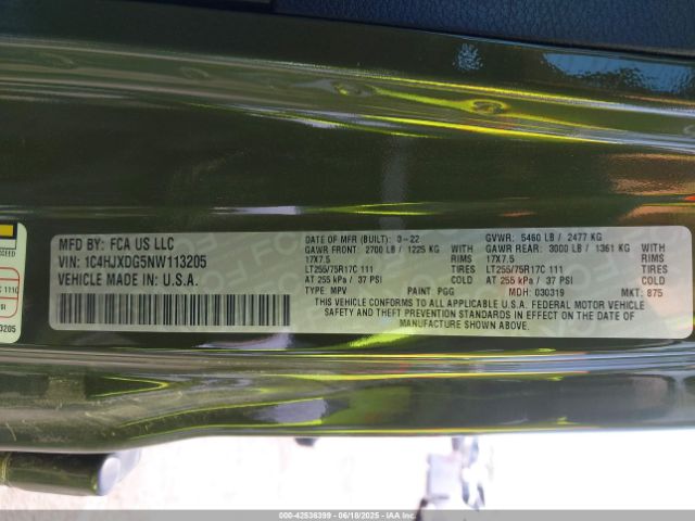 2022 JEEP WRANGLER UNLIMITED 1C4HJXDG5NW113205 Photo 8