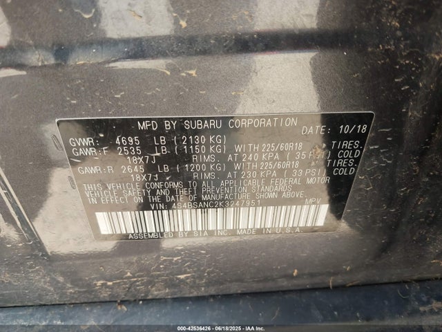 4S4BSANC2K3247951 Subaru na u5