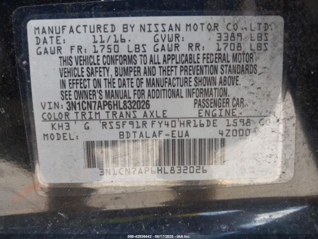 2017 NISSAN VERSA 3N1CN7AP6HL832026 Photo 8