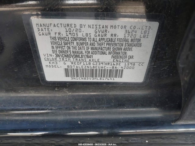Nissan Versa 2021 3N1CN8DV3ML817641 Image 9