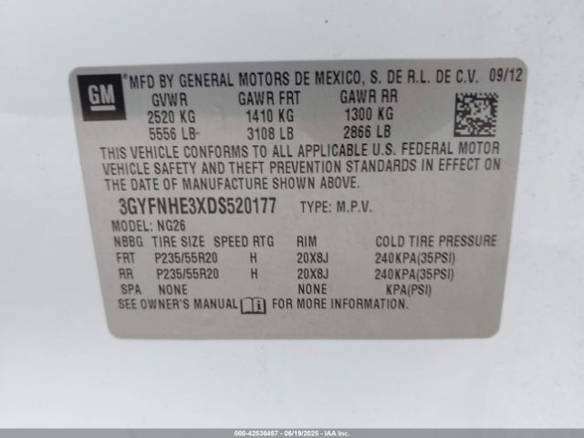 2013 CADILLAC SRX 3GYFNHE3XDS520177 Photo 8
