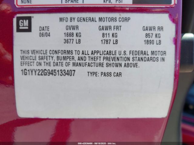 2004 CHEVROLET CORVETTE 1G1YY22G945133407 Photo 8