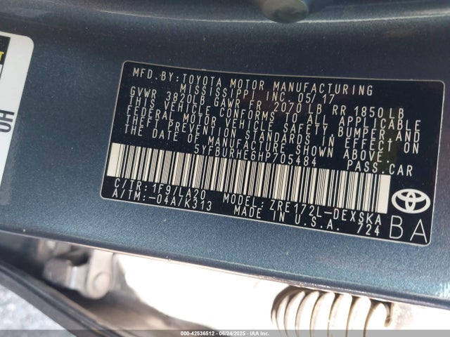 Toyota 2zr-fe 2017 5YFBURHE6HP705484 Image 9