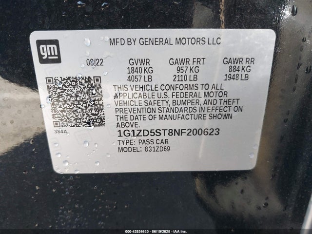 1G1ZD5ST8NF200623 Chevrolet lfv - direct injection, variable valve timing, gen 1 gmna