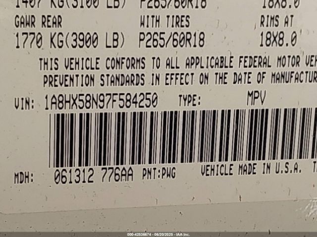 2007 CHRYSLER ASPEN 1A8HX58N97F584250 Photo 8