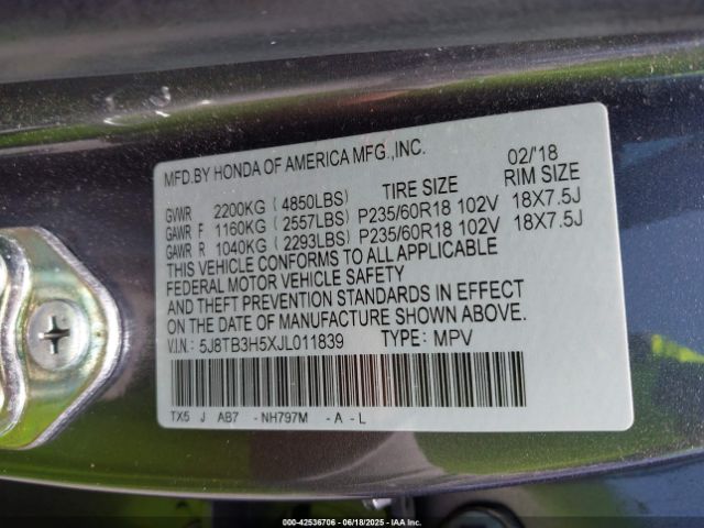 2018 ACURA RDX 5J8TB3H5XJL011839 Photo 8