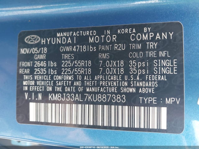 KM8J33AL7KU887383 Hyundai gdi theta ii