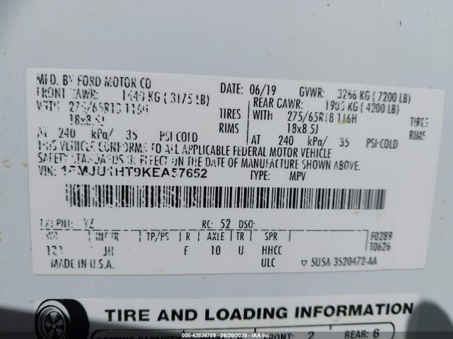 1FMJU1HT9KEA57652 Ford 3.5l gtdi