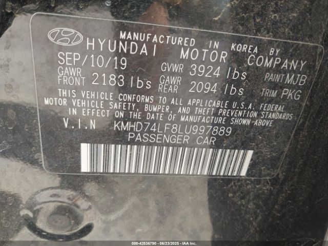 2020 HYUNDAI ELANTRA KMHD74LF8LU997889 Photo 8