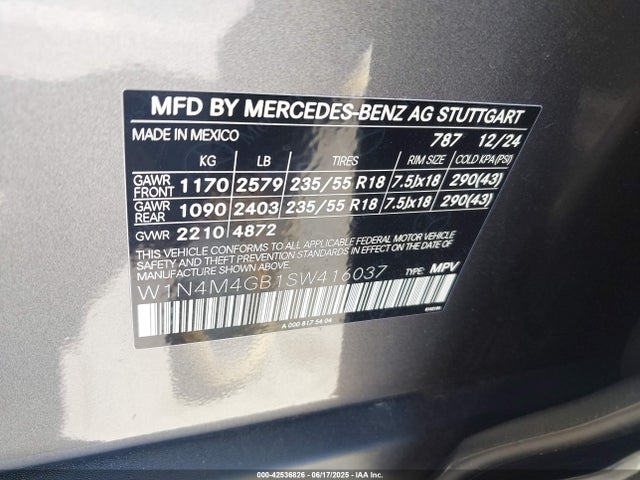 W1N4M4GB1SW416037 Mercedes-Benz m260