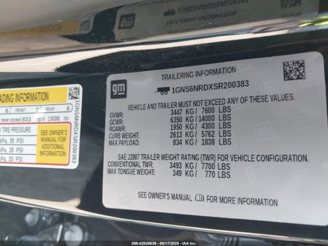 1GNS6NRDXSR200383 Chevrolet l84