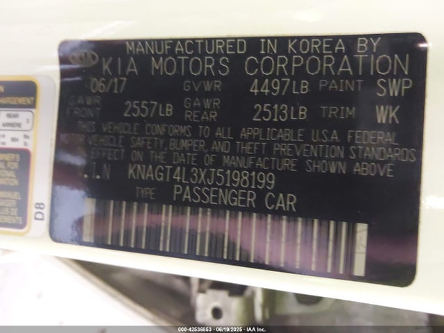 KNAGT4L3XJ5198199 KIA kmc g 2.4 dohc gdi