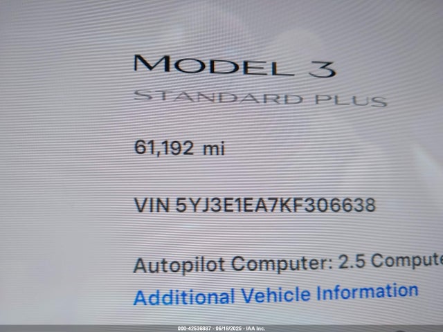 Tesla Model 3 Long Range/mid Range/standard Range/standard Range Plus 2019 5YJ3E1EA7KF306638 Image 15
