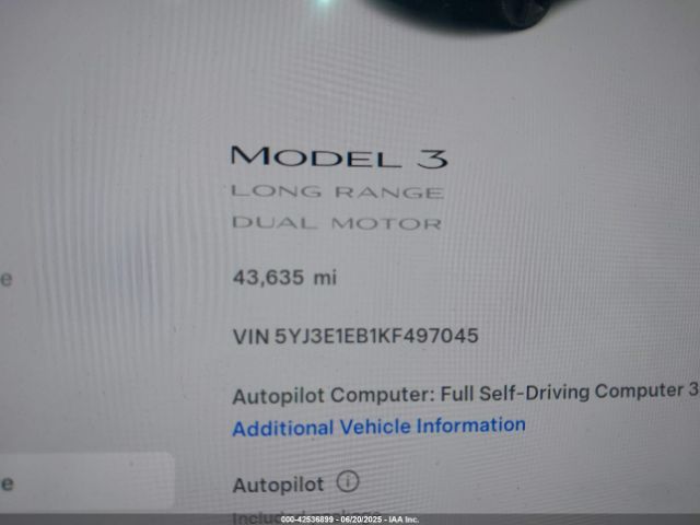 2019 TESLA MODEL 3 5YJ3E1EB1KF497045 Photo 6