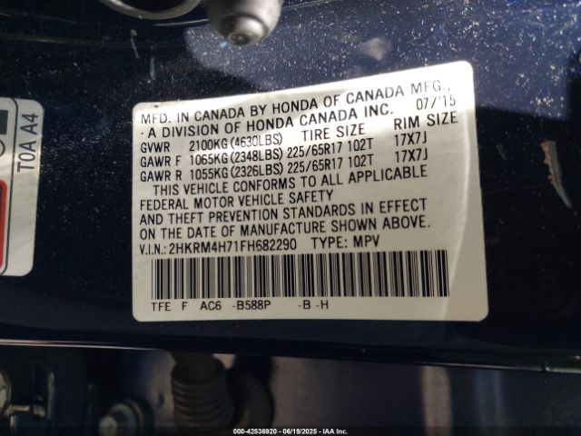 2015 HONDA CR-V 2HKRM4H71FH682290 Photo 8