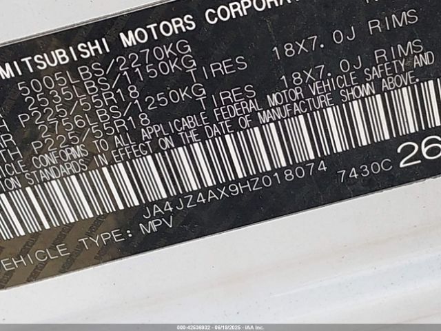 2017 MITSUBISHI OUTLANDER JA4JZ4AX9HZ018074 Photo 8