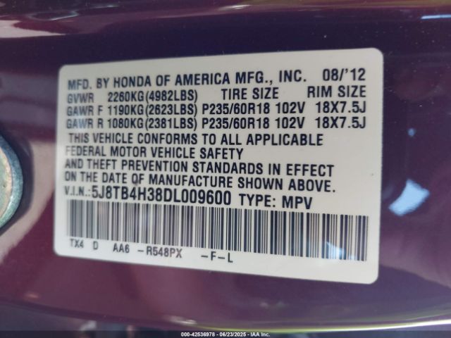 2013 ACURA RDX 5J8TB4H38DL009600 Photo 8