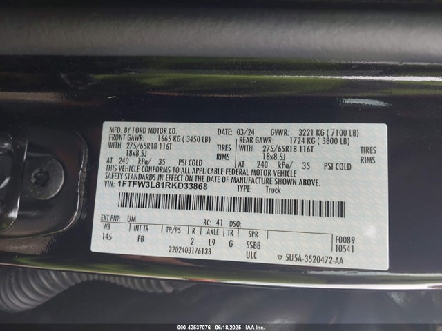 1FTFW3L81RKD33868 Ford gtdi