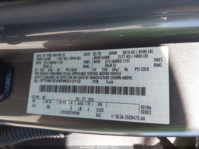 Ford F-150 2023 1FTVW1EV9PWG13112 Image 9
